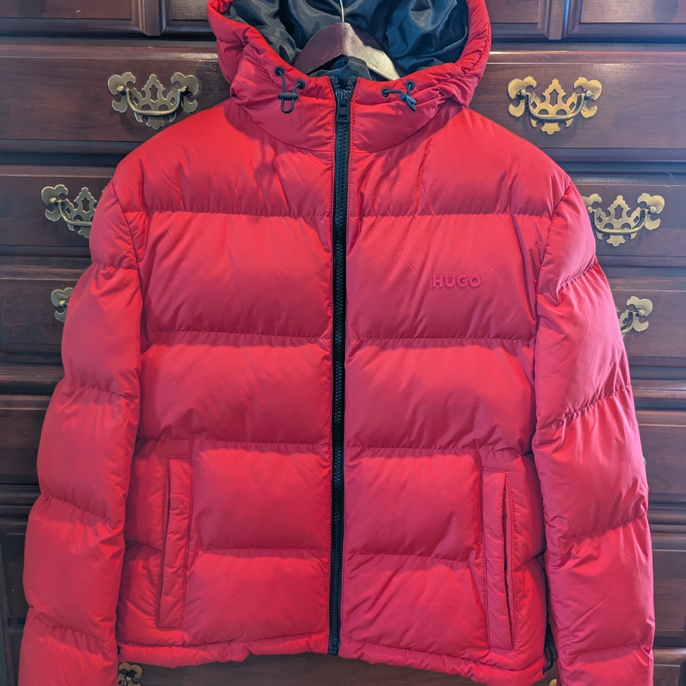 HUGO Vibrant Red Men's Puffer Jacket